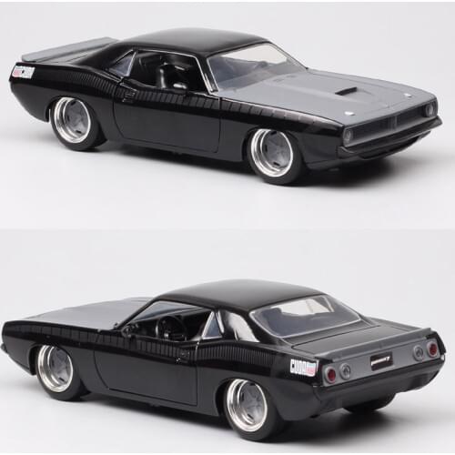 1/24 Scale Vintage Jada 1973 Plymouth Barracuda Diecast Toy Vehicle Metal Pony Auto Muscle Racing Car Model Hobby Collectibles