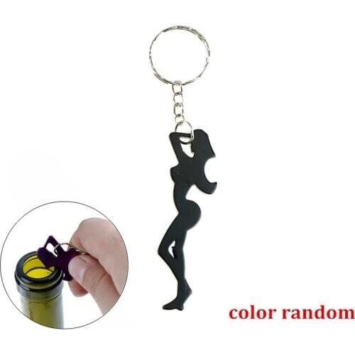 1pcs Fashion Beauty Shape Aluminum Alloy Bottle Opener Beer Keychain Portable Bar Tool