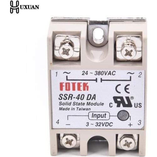 1pc 3-32VDC to 24-380VAC SSR-40DA Solid State Relay Module SSR-40 DA SSR 40A for PID Temperature Controller Voltage Transformer