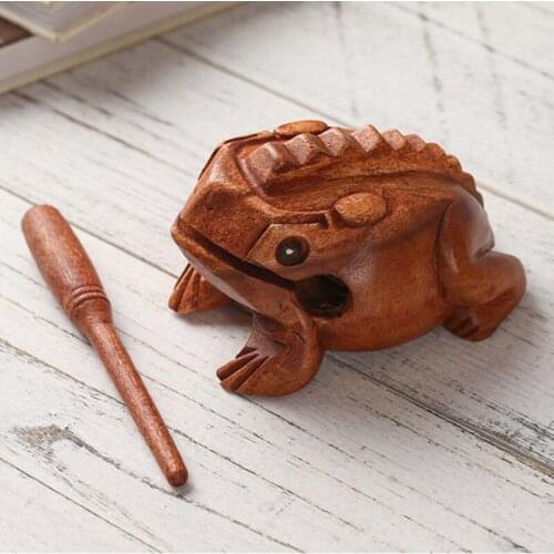 1pcs Traditional Wooden Musical Instrument Percussion Rasp With Stick Lucky Money Frog Style Kids Musical Toy Decompress Toys