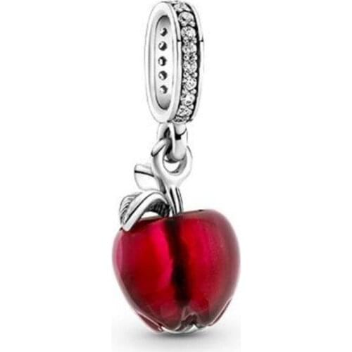 100% 925 Silver New Murano Glass Red Apple Pendant Suitable For The Original Pandora Bracelet Necklace Womens Diy Charm Jewelry