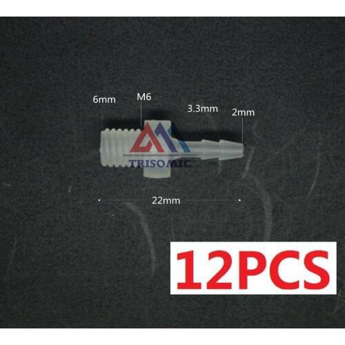 12 pieces 2mm-M6 Straight Connector Plastic pipe Fitting Barbed Connector with thread Material PP Tank Airline Aquarium