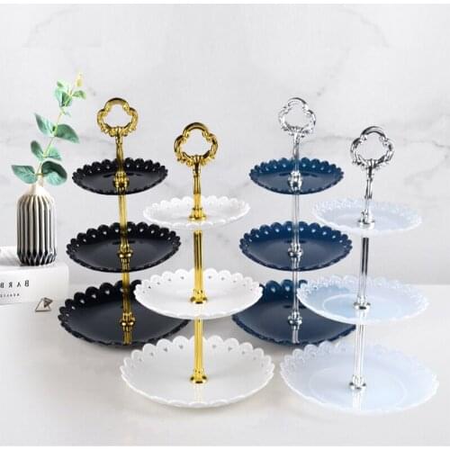 3-layers Fruit Plate Dessert Table Snack Tray Wedding Party Cake Stand Afternoon Tea Candy Decorative Trays Kitchen Organizer