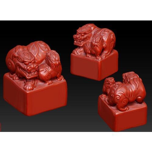 3D model for cnc 3D carved figure sculpture machine in STL file format-Lion stamp
