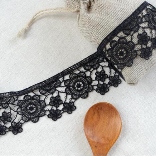 5 Meters Black Handmade Lace Trim Patchwork Material Flower Lace Ribbon DIY Garment Sewing Accessories