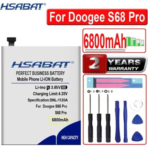 HSABAT 6800mAh BAT19M116300 Battery for DOOGEE S68 Pro Replacement Accessory Accumulators Batteries with tools