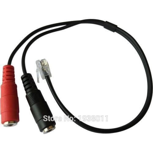 Free Shipping Dual 3.5mm DC Female Jack to RJ9 Plug for Analog PC Headset to Telephone Headset computer headset to RJ9/RJ11 plug