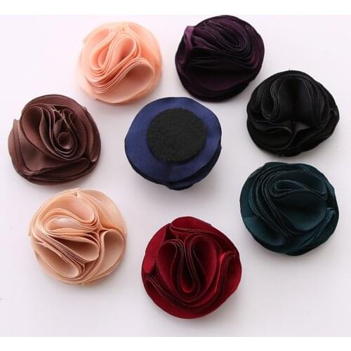 4cm latest Burned Satin Flower Handmade Hair Flowers for Boutique Hair Accessories