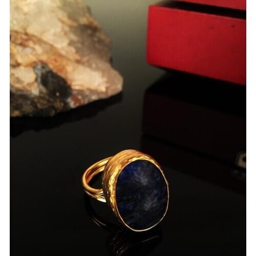 Dr Stone Natural Stone Women Lapis Lazuli Stone Gold Plated Ring KRB1 372884745