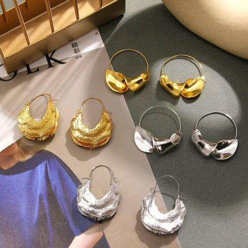 FNIO Bohemian Fashion Geometric Leaf Earrings Women Metal Punk Earring 2021 Jewelry