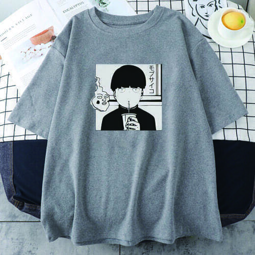 Mob Psycho 100 Anime T Shirt Shigeo Kageyama Kawaii Printed Streetwear Summer Casual Unisex Harajuku Clothes Cotton Camisetas