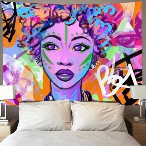 African American black Woman girl white Wall Tapestry Hippie Art For Bedroom Living Room Dorm Room