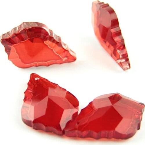 Red 38mm/50mm/63mm/76mm Crystal Maple Leaf Glass Drop Prism French Style Crystal Chandelier Hanging Pendants Lamp Decor