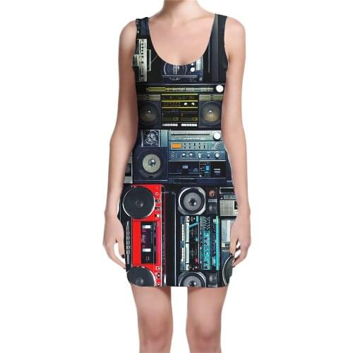 Custom Made Boom Box Old School Hip Hop 3D Sublimation Print Milk Silk Dress
