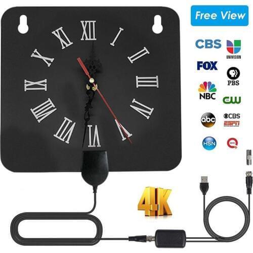 300Mile Indoor Digital HDTV Antenna Alarm Clock Style with Signal Amplifier Booster TV Antena Radius Surf Fox HD Antennas Aerial