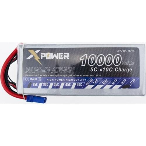 Lipo Battery 22.2V 6S 10000Mah 25C High Capacity Lithium Battery XT60 T EC5 Plug For Plant Protection Aircraft RC Car Boat