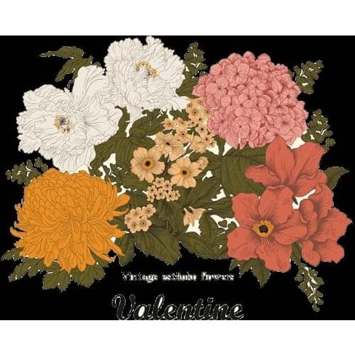 Cartoon Iron on Patches Flowers Heat Transfer Stickers for Kids DIY Stripes Appliques Badges Clothes T-shirt Clothing Appliques