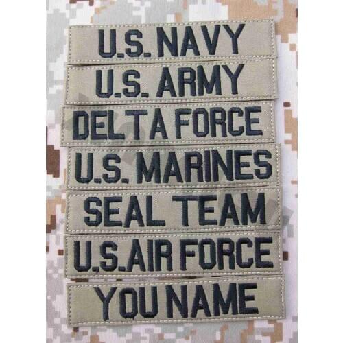 Custom Name Tape Tan Background Black Letters Embroidery Patch