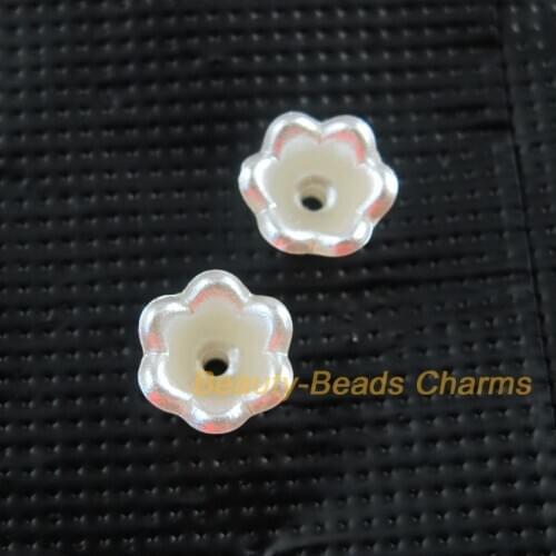 New 120Pcs White Plastic Acrylic Flower Spacer End Bead Caps Charms 10mm
