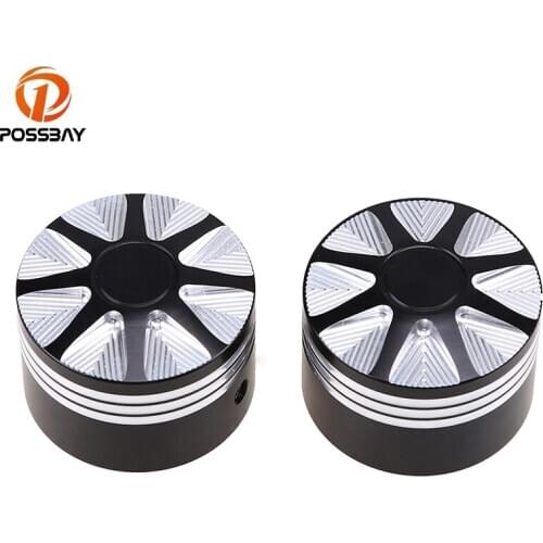 POSSBAY Motorcycle Front Axle Nut Cover Motorbike Alxe Black Caps Motocross Scooter Parts For Harley Touring VRSC 2002-2011 ATV
