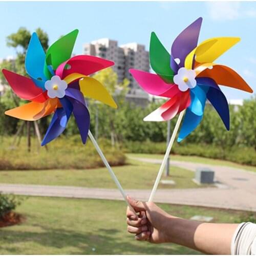 Plastic Colorful Windmill Wind Spinner Kids Toy Lawn Garden Yard Party Decor Outdoor Handmade
