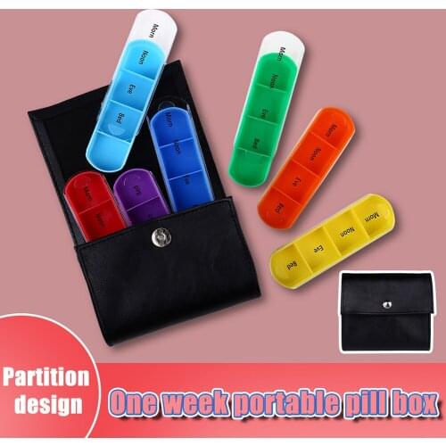 Weekly 7 Days Portable Pill Box 28 Grids Mini Tablet Storage Case Medicine Sorter Portable Leather Container Pill Holder