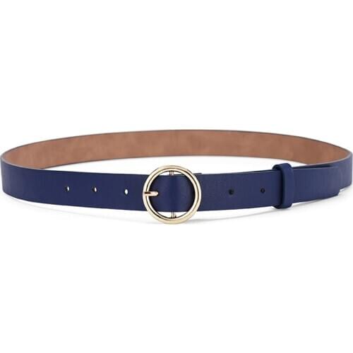 PU Leather Waistband Lady Belt Vintage Belts Fashion Casual Women Round Buckle Belt