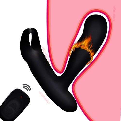 Remote Control Prostate Massager Vibrator with Penis Ring 11 Mode Heating Anal Stimulate Sex Toy for Men Women Couple Waterproof