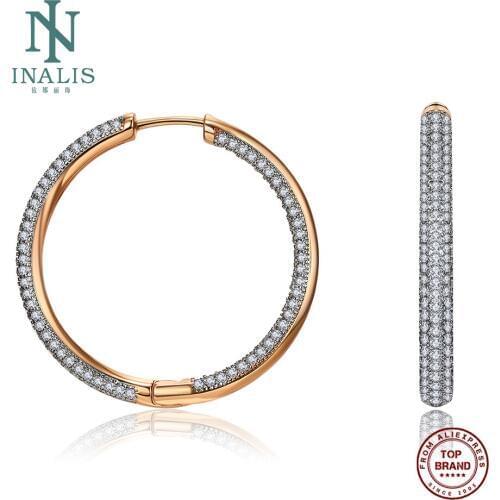 INALIS Earrings For Women Pave Inlaid Cubic Zirconia Copper Hoop Earring Romantic Style Female Fashion Jewelry Girlfriend Gift