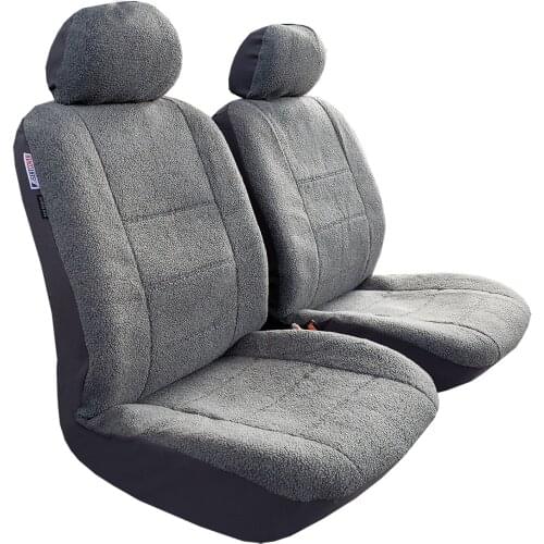 Grey Sheepskin Seat Covers for Cars Trucks SUVs, Faux Fur Lambswool Soft Auto Protectors, Universal Size Airbag Compatible