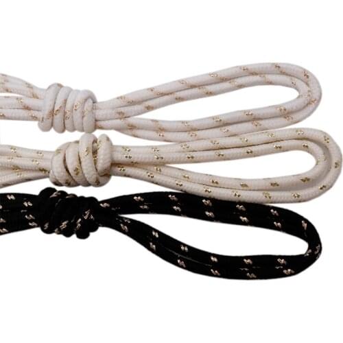 Coolstring 4.5MM White Black Shoelaces Charmed Metallic Yarn Laces Shining Charmed Women Sneaker Boot Canvas Sport Shoe Rope 350