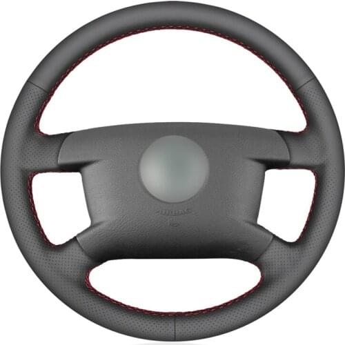 Hand-stitched Black Artificial Leather Car Steering Wheel Cover for Volkswagen VW Caddy 2003-2006 Caravelle 2003-2009 T5 2008