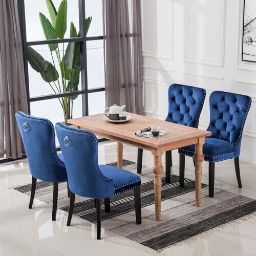 Dining Chair American Solid Wood Cloth Soft Bag Study Room Living Room Hotel Chair Coffee Shop Chair Light Luxury European Style