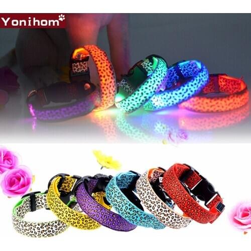 Luminous Collar for Dogs Light Night Safety Leopard Pet LED Collar Flashing Glowing Electronic Collars for Dogs Puppy Chihuahua