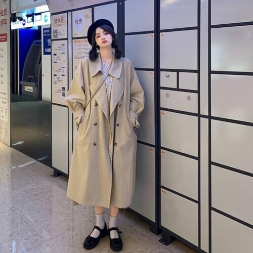 Trench Coat Women Plus Size New Spring Autumn Clothes Loose Long Casual Office Lady Top Double Breasted Chic Windbreaker Outwear