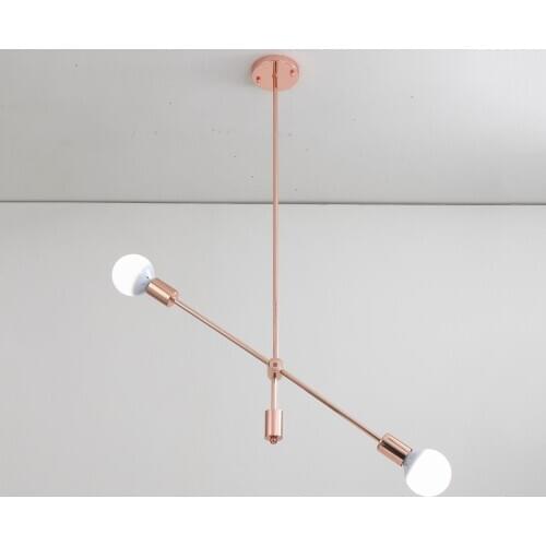Tube Lighting Simple Design Chandelier 2 Bulbs Europe Style Rose Gold Color Brass Pendant Light kitchen chandelier