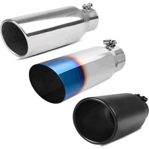 Universal Car Resonator Exhaust Muffler 2.5" inlet To 4" Outlet Exhaust Tip Pipe Tube Stainless Steel Exhaust Tip