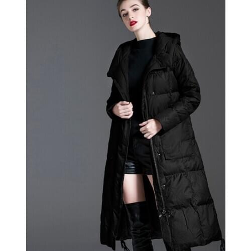 Winter Mid-Length Duck Down Jacket Women Coat red Warm Plus Size Winter black Coats Hooded Slim Puffer Jackets lady outerwear