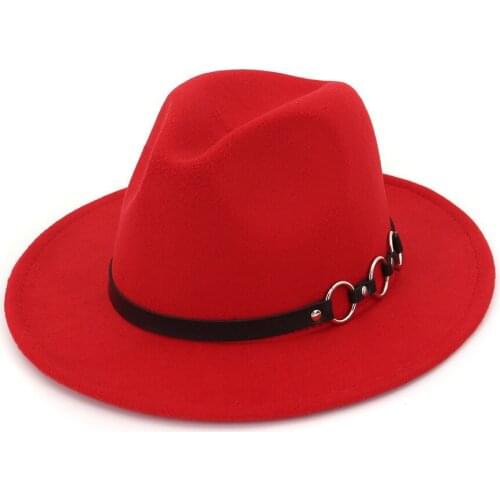 Winter Women Hat Black White Solid Wide Brim Fedora Hat RopeBelt Men Caps Jazz Caps formal Church Felted Men WomenFedora Hats