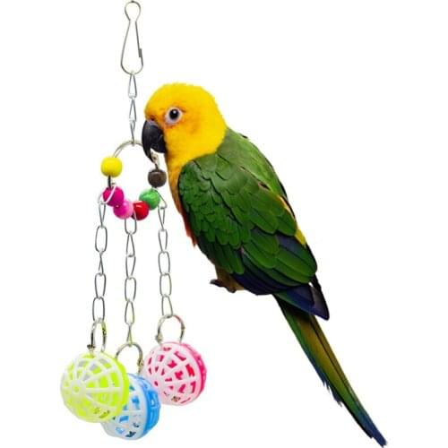 1pc Parrot Chewing Toy Bird Hanging Bell Plastic Bite Resistant Bird Hanging Toys Supplies Hanging Bell Plastic Fun Parrot Toy