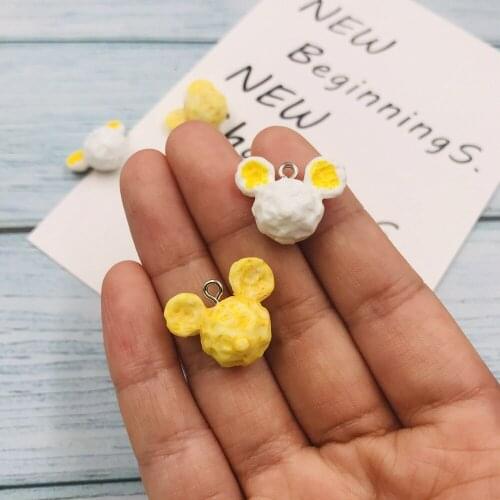 10pcs Hot Selling Adorable Resin Kawaii Popcorn Charms Pendant for Earring, Fashion Keychain Jewelry Accessory DIY Making