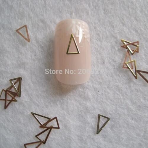 MS269-2 100pcs Gold Cute Long Triangle Metal Sticker Nail Art Metal Sticker Nail Art Decoration Non-adhesive Sticker