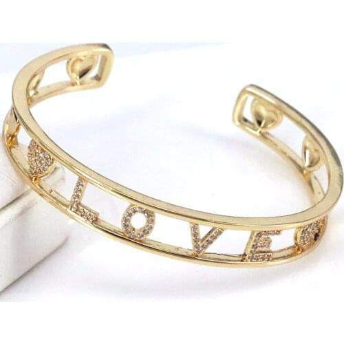 3Pcs New Charm Fashion Love Heart Brass Bracelet Bangle Cuff Bracelets For Women Gift
