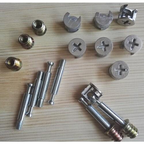 50pcs 3in1 M6*40 Furniture Screw Assembled Pieces Kitchen Cabinet Connectors Hammer Nut and Bolt Set Nut Sock Woodworking