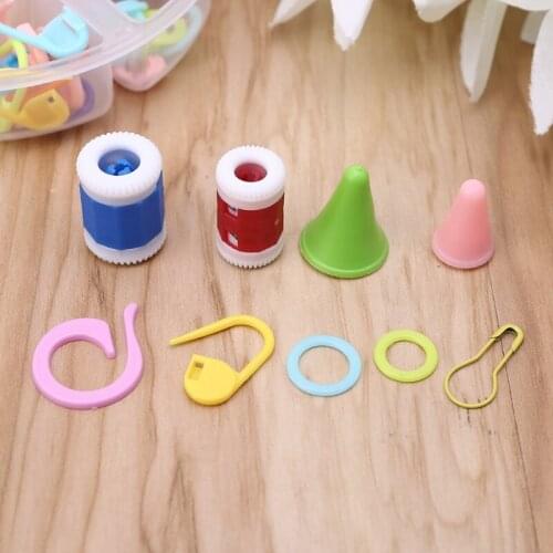 69pcs Knitting Crochet Locking Stitch Markers Needles Protectors Counter Counting Circle Gourd Pins