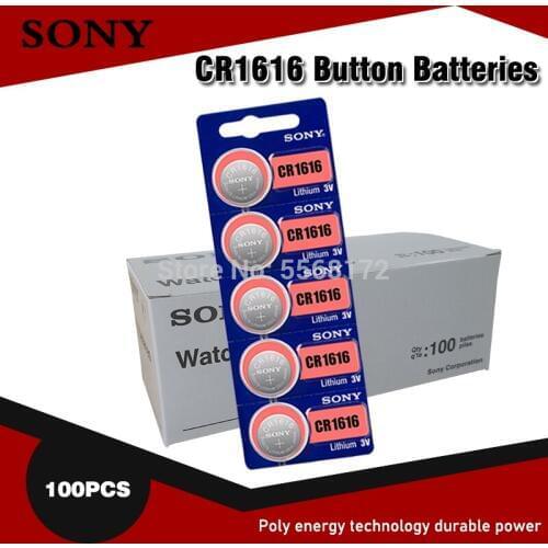 100pcs Sony CR1616 Button Batteries DL1616 ECR1616 LM1616 Cell Coin Lithium Battery 3V EE6221 For Watch Electronic Toy Remote
