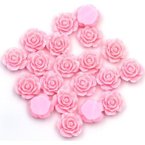 25Pcs Spacer Beads Rings Earrings Cameos Dome Seals Flower Rose Shape Resin Candy Color Pink Jewelry DIY Findings 16x7mm