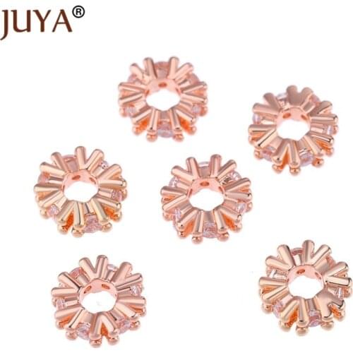 Hand made Bead Accessories For Jewelry Making Wholesale 10 pcs Copper Zirconia Rhinestone 8mm Spacer Beads For DIY Jewelry