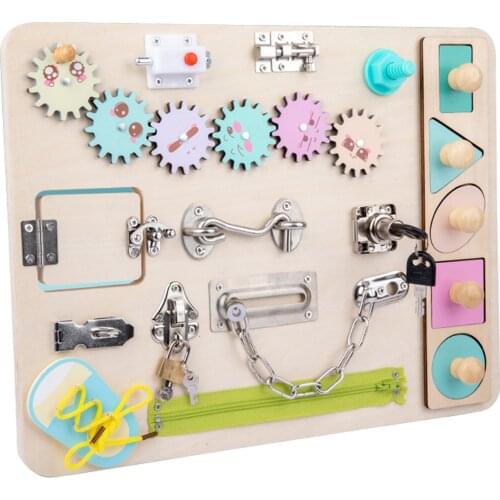 Kids Montessori Unlock Toys Baby Busy Board Buckle Training Learning Early Educational Sensory Board for Toddler Development