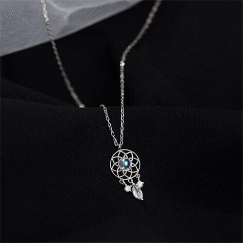 KOFSAC New Trendy 925 Sterling Silver Necklaces For Women Temperament Sweet Dreamcatcher Pendant Torque Clavicle Chain Lady Gift